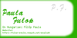 paula fulop business card